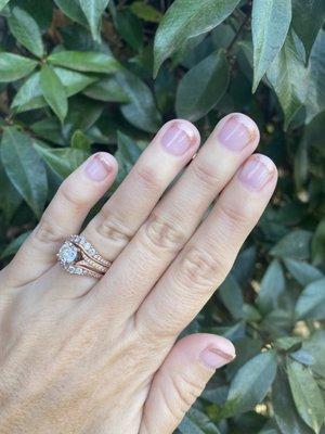 Rose gold French top nails. :)