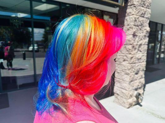 Rainbow bright hair color - by Samantha