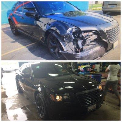 2013 Chrysler 300 with frame, body panel and light fixture damage. You guys did amazing