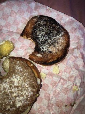 Burnt hamburger