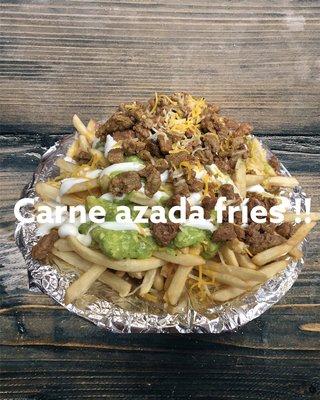 Try our delicious carne azada fries !! Yummy!!