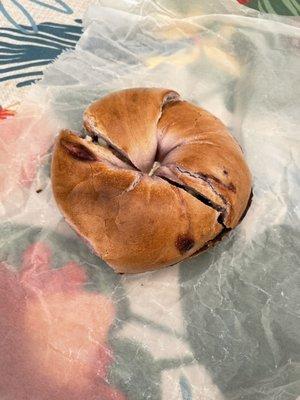 Blueberry bagel with plain cream cheese