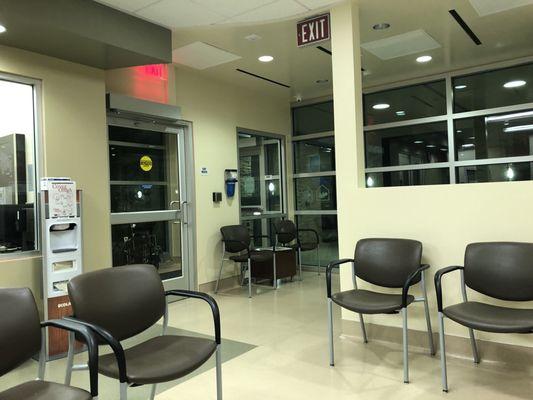 Waiting room.  To the left wall is security