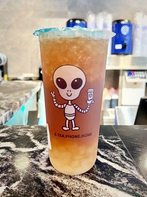 White Peach Oolong Tea with Crystal Boba