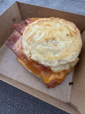 Bacon, cheddar, egg biscuit