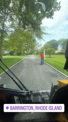 Regrading and re-surfacing a beautiful gravel driveway in Barrington