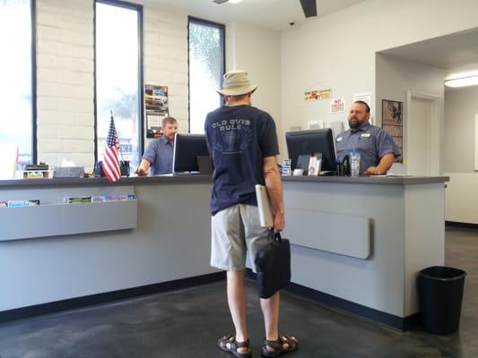 The spacious, clean, professional service counter area.