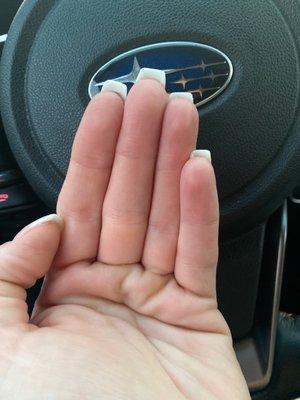 The ring finger is the shortest one. Then the pinky finger is the next shortest one.