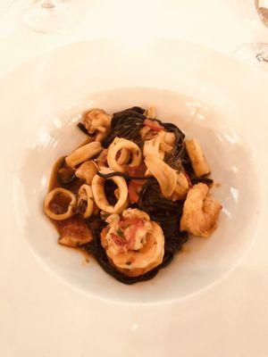 Squid ink Spaghetti alla Chitarra with seafood