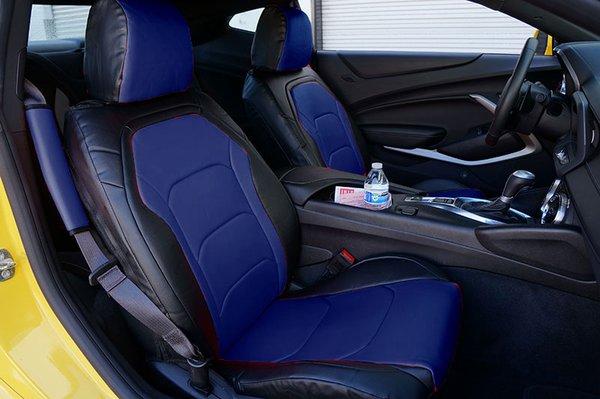 2016~ Chevy Camaro S.leather custom seat covers. -Black/Blue