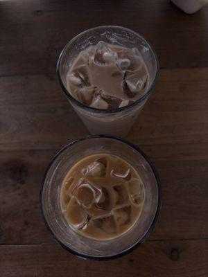 iced carmel latte and iced mocha