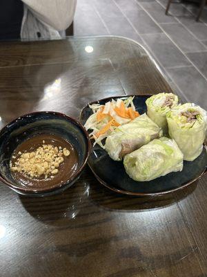 Grilled beef summer rolls.