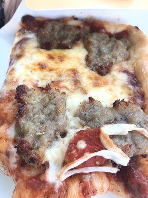 Italian Sausage Regular Slice - the best sausage ever! Pizza is average