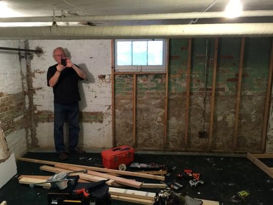 Basement remodel. Before/during.