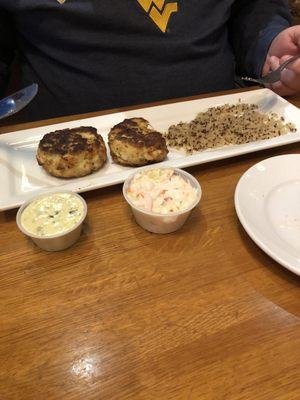 Crab Cakes w/rice pilaf