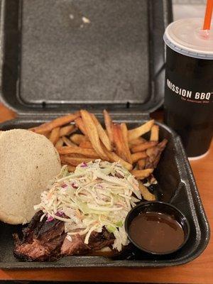 Brisket Sandwich w/coleslaw XL Combo with Fries and Lemonade