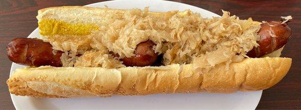 1. Grilled Kielbasa with Sauerkraut in a roll - outstanding Kielbasa!