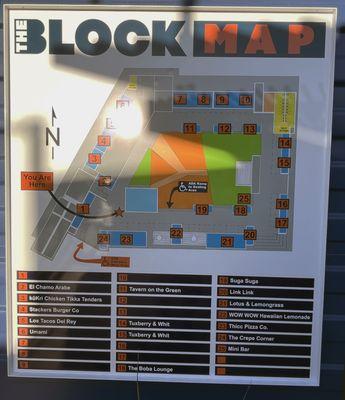 The Block.  Map of the block.  Note all of the empty shop spaces.