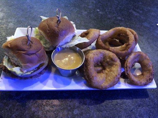 Sliders with Onion Rings.