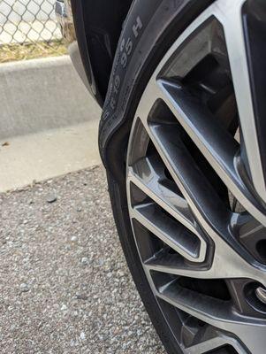 1 month old. Tire coming off the rim. This is just one issue