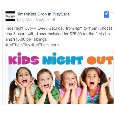 Van available for pick up from schools. Kids Night out, preschool. Only drop in daycare in the area. Amazing @Time4kidz