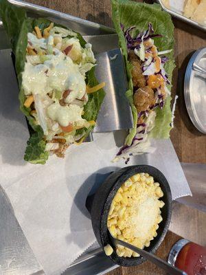 Street corn (delicious) 2 tacos with lettuce wraps