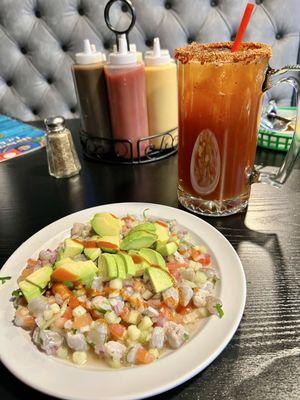 Shrimp ceviche tostada.. Pacifico michi