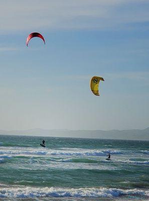 Kitesurfing on a windy day.    05 April 2021