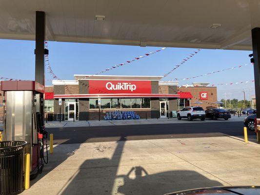 facing eastward, from the gasoline fuel pumps located in front of the station's building