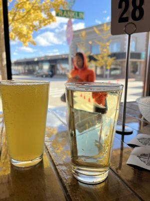 Trying out their ciders -- Mosa and Tart Apple