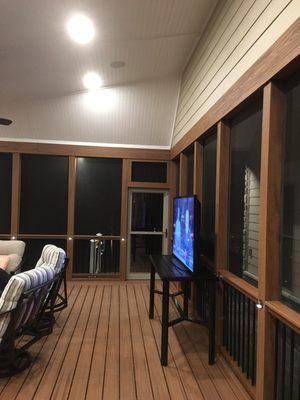 Screened porch with Trex decking and Trex rails