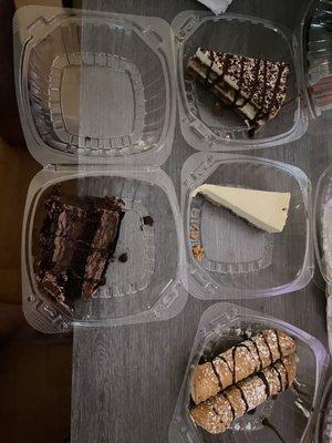 Desserts - chocolate cake, cannoli, cheesecake, tiramisu