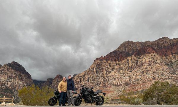 Red Rock scenic tour, father and son on EagleRider GSR900's