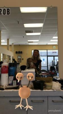 Getting my hair done and playing Pokemon