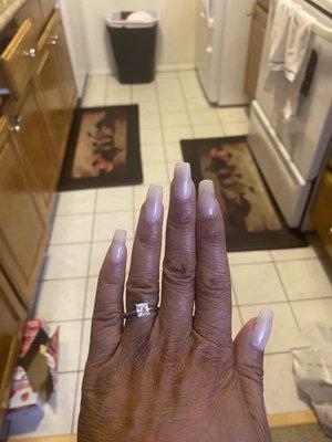 Natural nail growth. Perfect shape I desire! And I can scratch!