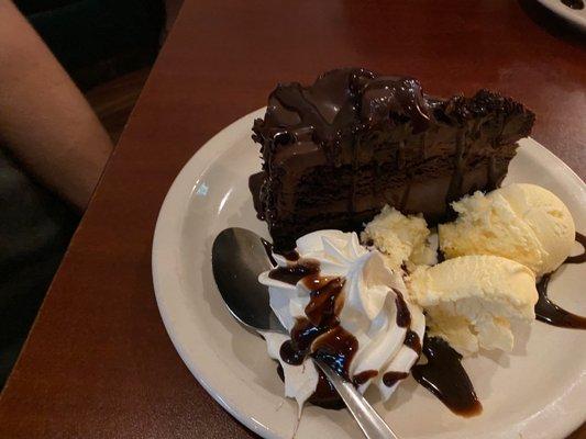 Chocolate cake dessert with ice cream