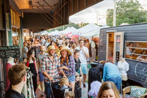 Happy festival goers at The Night Market at Audubon.