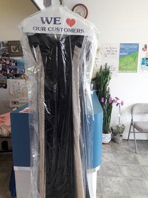 Special dry cleaning for dresses and gowns