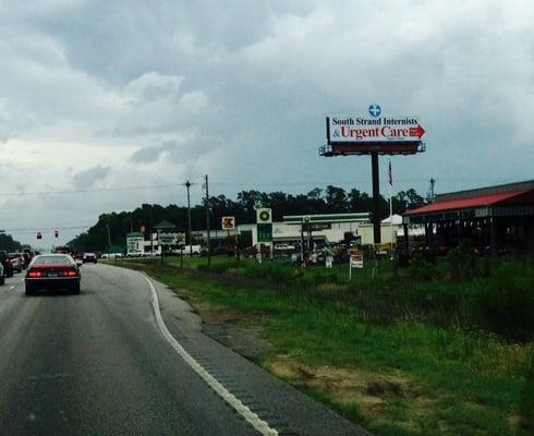 See our Billboard on Hwy 17 heading North by Glenns Bay Rd.