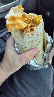 Chorizo and potato breakfast burrito