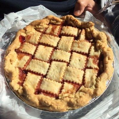 Strawberry rhubarb pie. So delicious!! Sweet and a tad bit tart. Great crust. Drool...