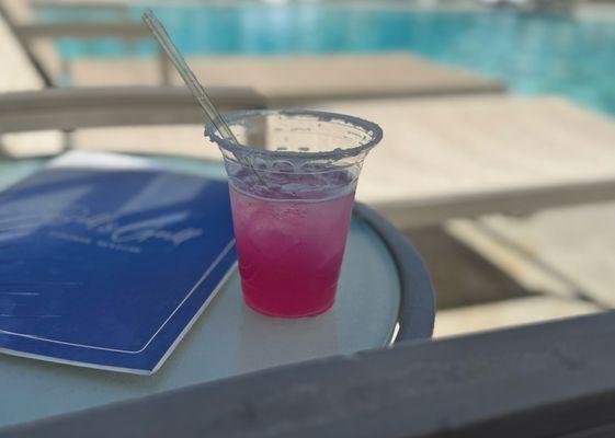 a pool side, prickly pear margarita