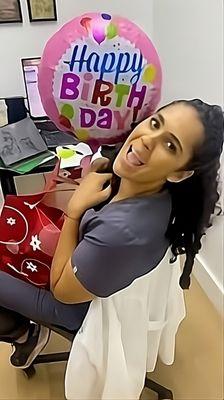 Mirianelly Roque APRN CNM surprised by her patients on her birthday