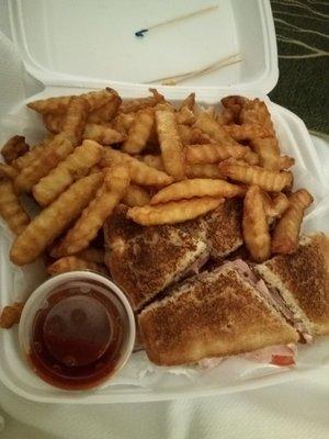 Club Sandwich with extra fries