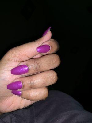 Coffin shaped purple nails. I'm in love