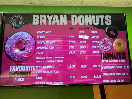 Donut menu