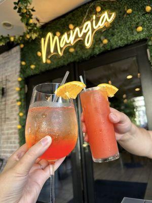 Aperol spritz and cranberry ginger fizz