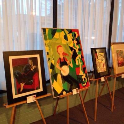 Artworks created specifically for this play by local artists. It's set up in the lobby for Picasso at the Lapin Agile. 3/13/2015