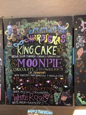 Mardi Gras menu-that King Cake is scrumptious