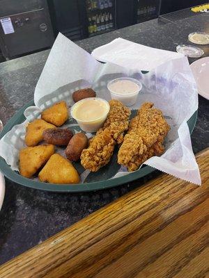 The appetizer sampler at $14.